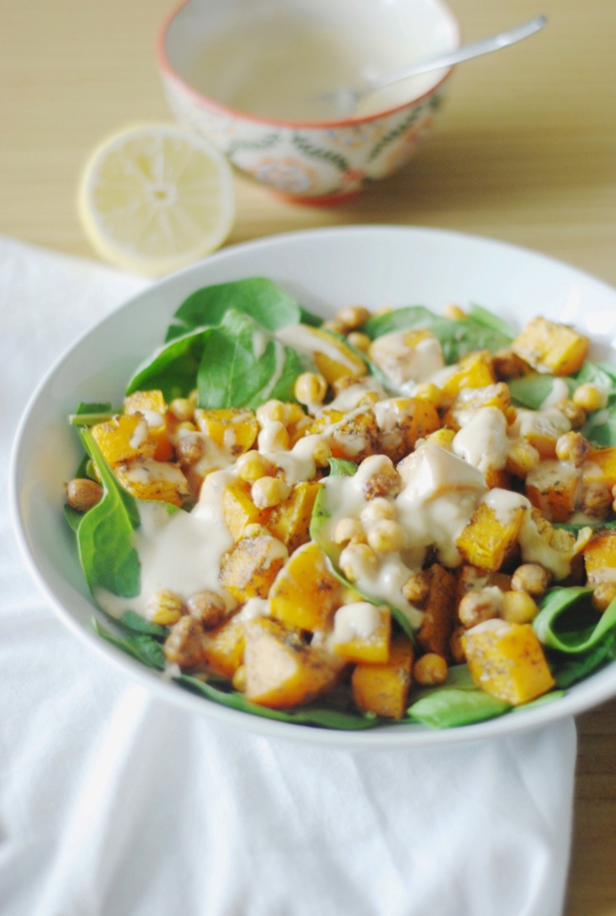 Spiced Butternut Squash and Crispy Chickpea Salad with Tahini Dressing